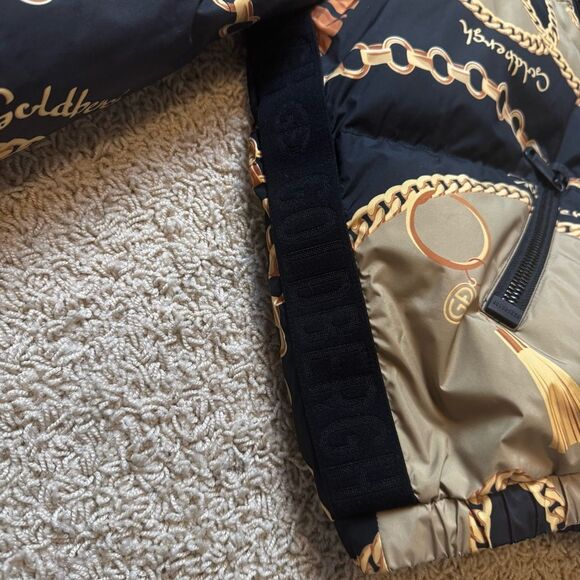 Goldbergh Precious Print Down Ski Jacket Gold Chain Design US 8 - Picture 8 of 12